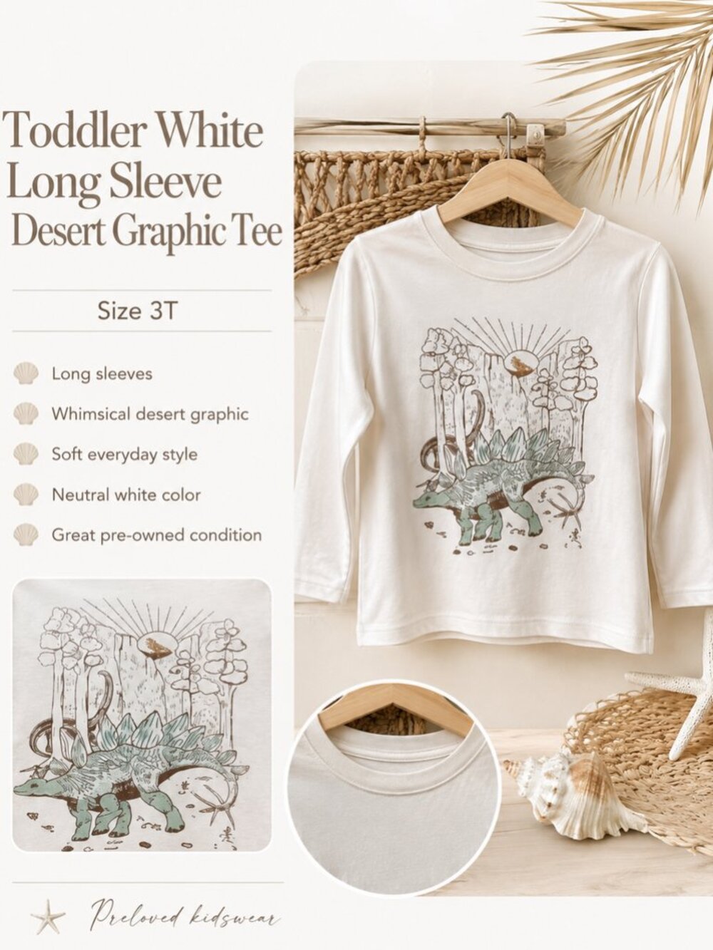 White Long Sleeve Desert Graphic Tee